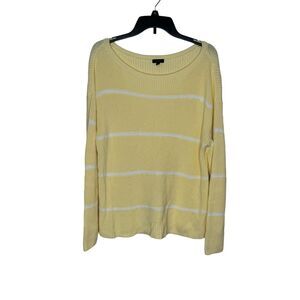 Talbots Women's Sweater Crewneck Chunky Knit Stripe Stitch Pima Cotton‎ Large